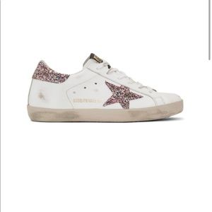 Golden goose sneakers with colorful glitter star